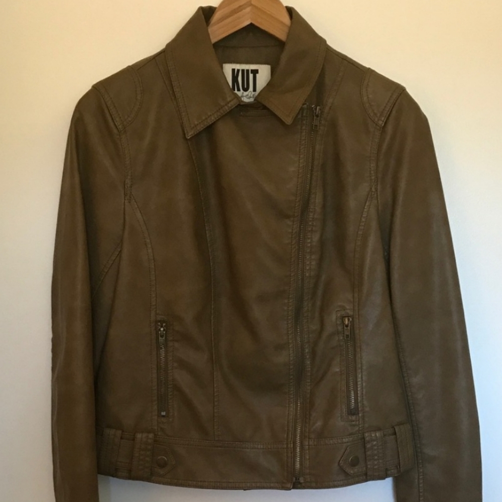 NWT Asymmetrical zip flux leather coat size large